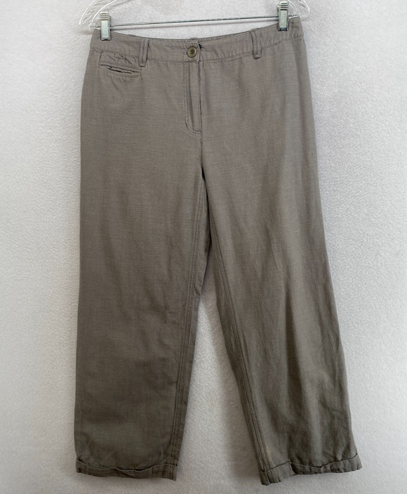 Eileen Fisher Pants - EILEEN FISHER Pants S Soft Cotton Canvas Chino Straight Cropped Cuff Detail Gray